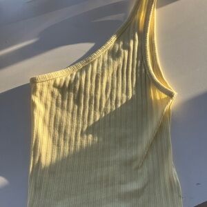 American Eagle Outfitters Yellow Ribbed off the shoulder top